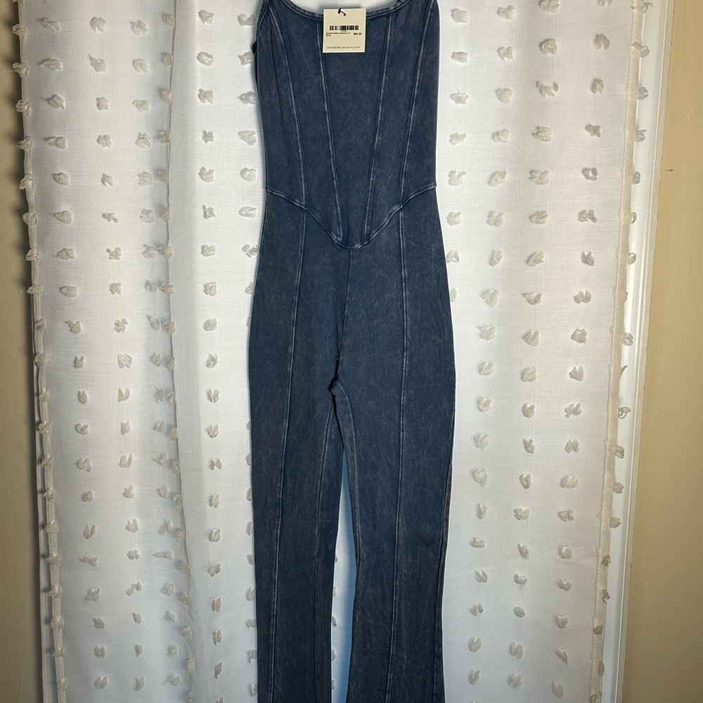 Bobbles and Lace Sammie Denim Jumpsuit - BLUE
